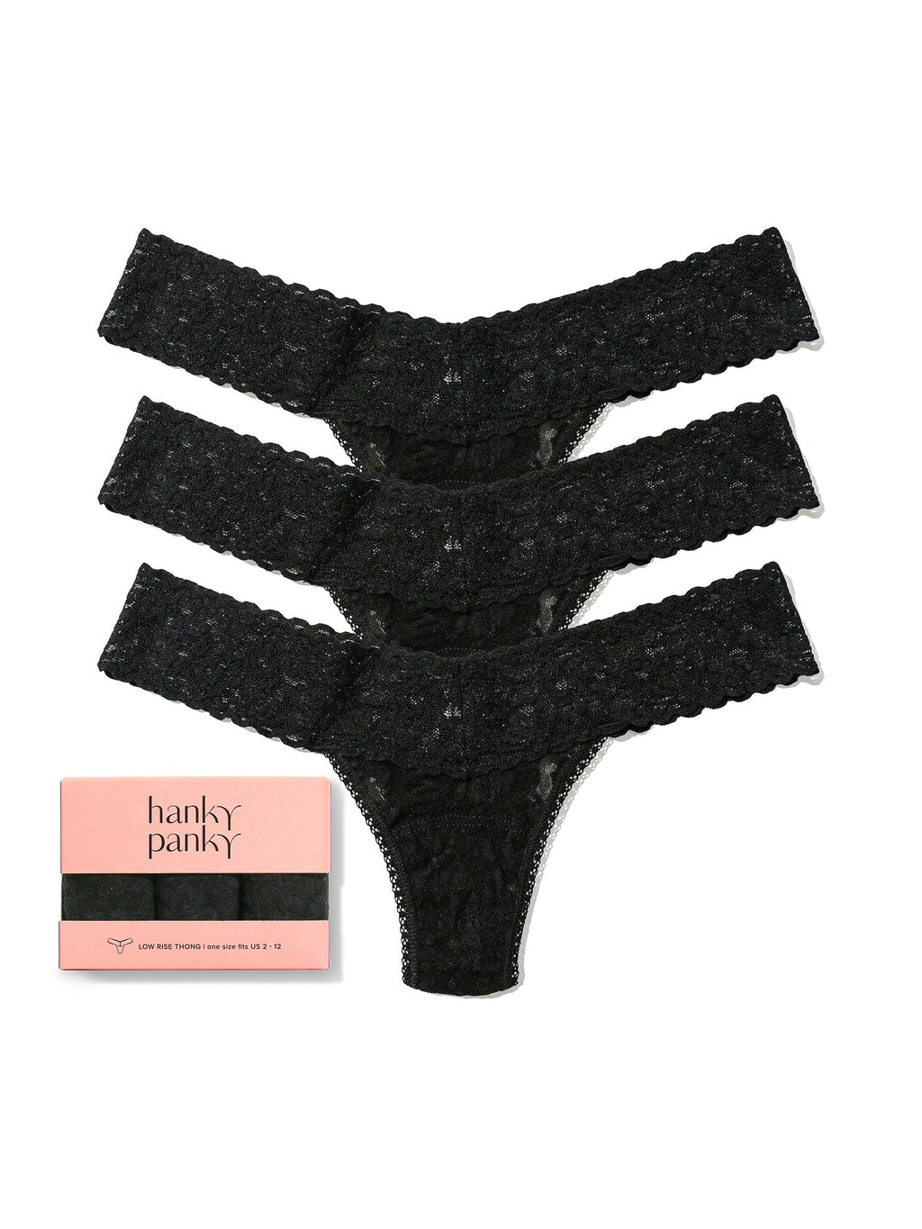5 Pack Thong Low Rise Black Black Black Black Black