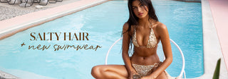 Salty Hair + New Swimwear - Model is wearing the Paparazzi Triangle Top + Paparazzi Tie Side Bottom in Gold