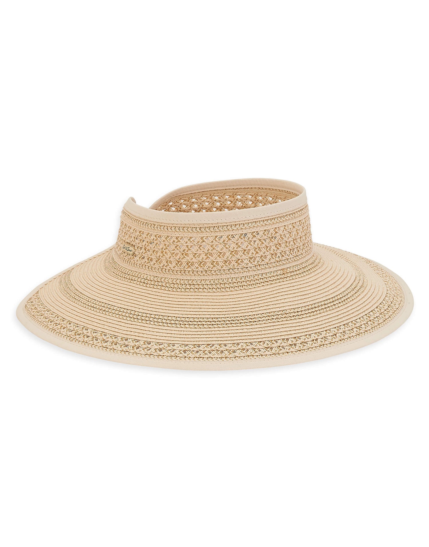 Paper Braid Wide Brim Visor by Sun N Sand in Natural - Angled View
