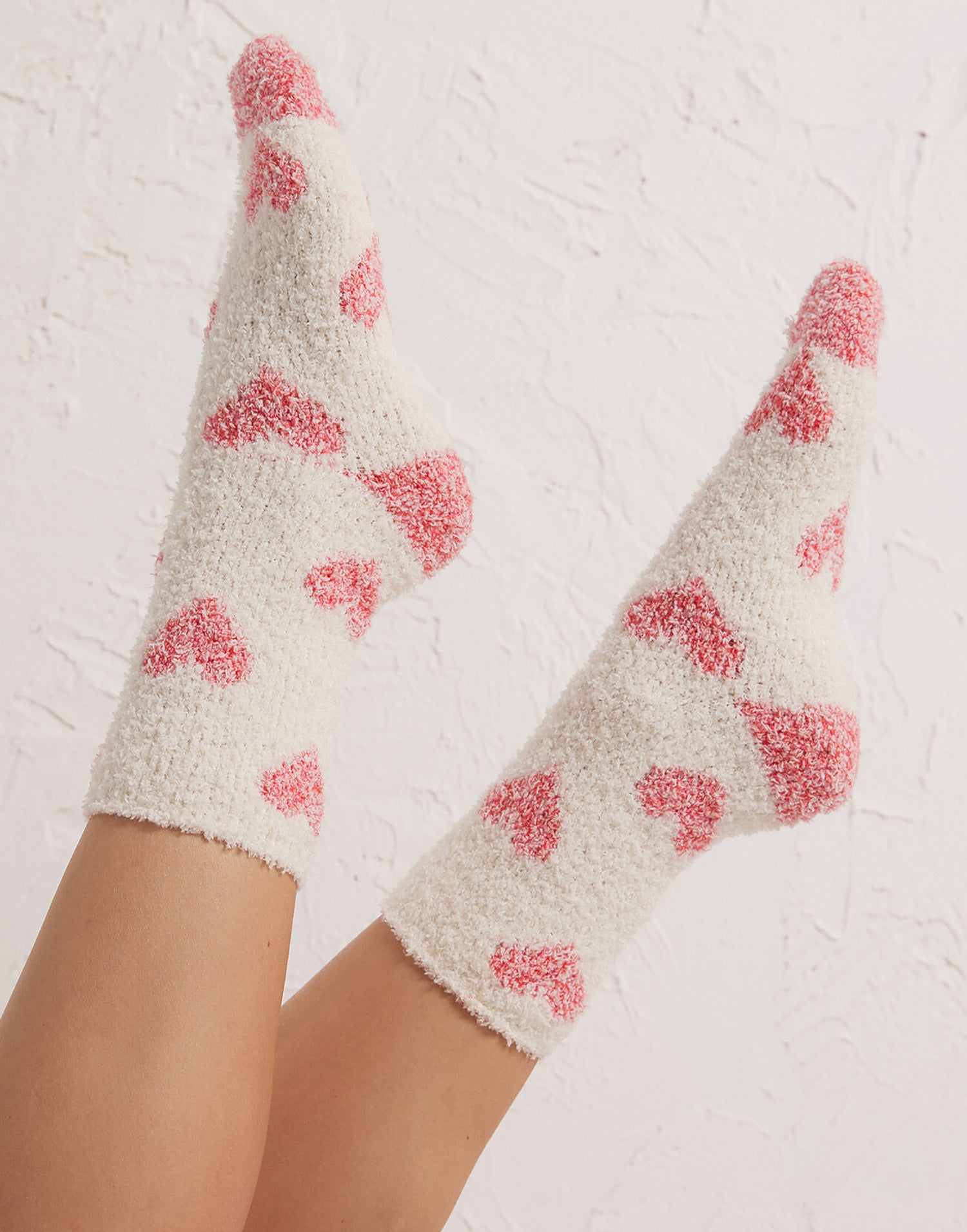 2-Pack Plush Heart Socks by Z Supply in Vanilla Ice - Product View