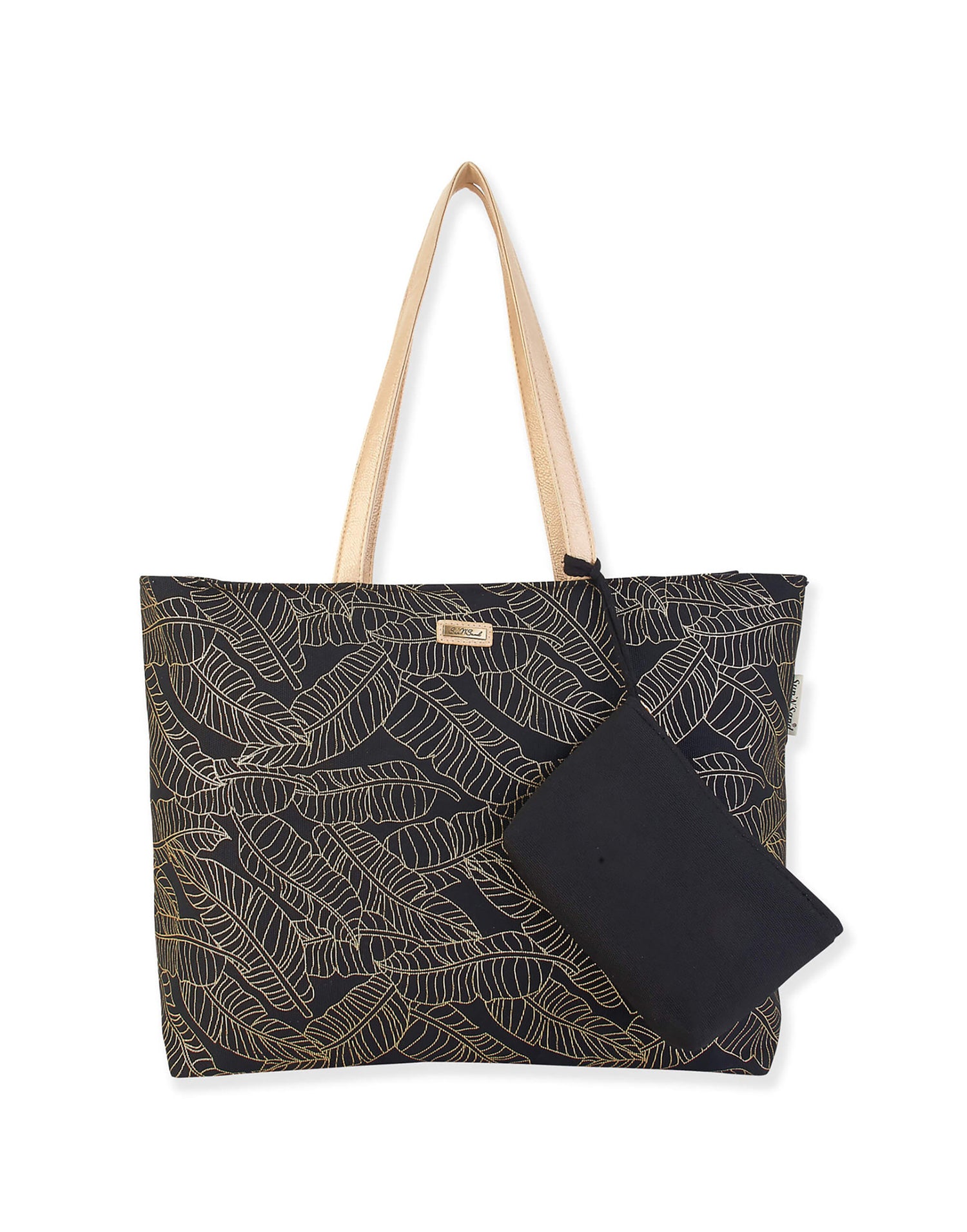 Shiloh Beach Shoulder Tote by Sun N Sand in Black - Front View