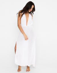 Annika Beach Cover Up Maxi Dress in White - Front View