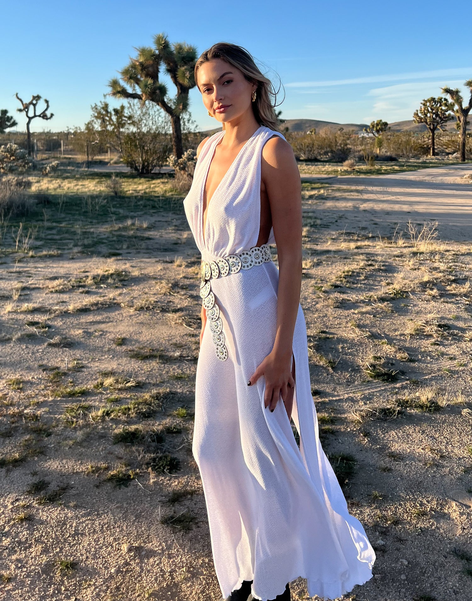 Annika Beach Cover Up Maxi Dress in White - Alternante Angled View
