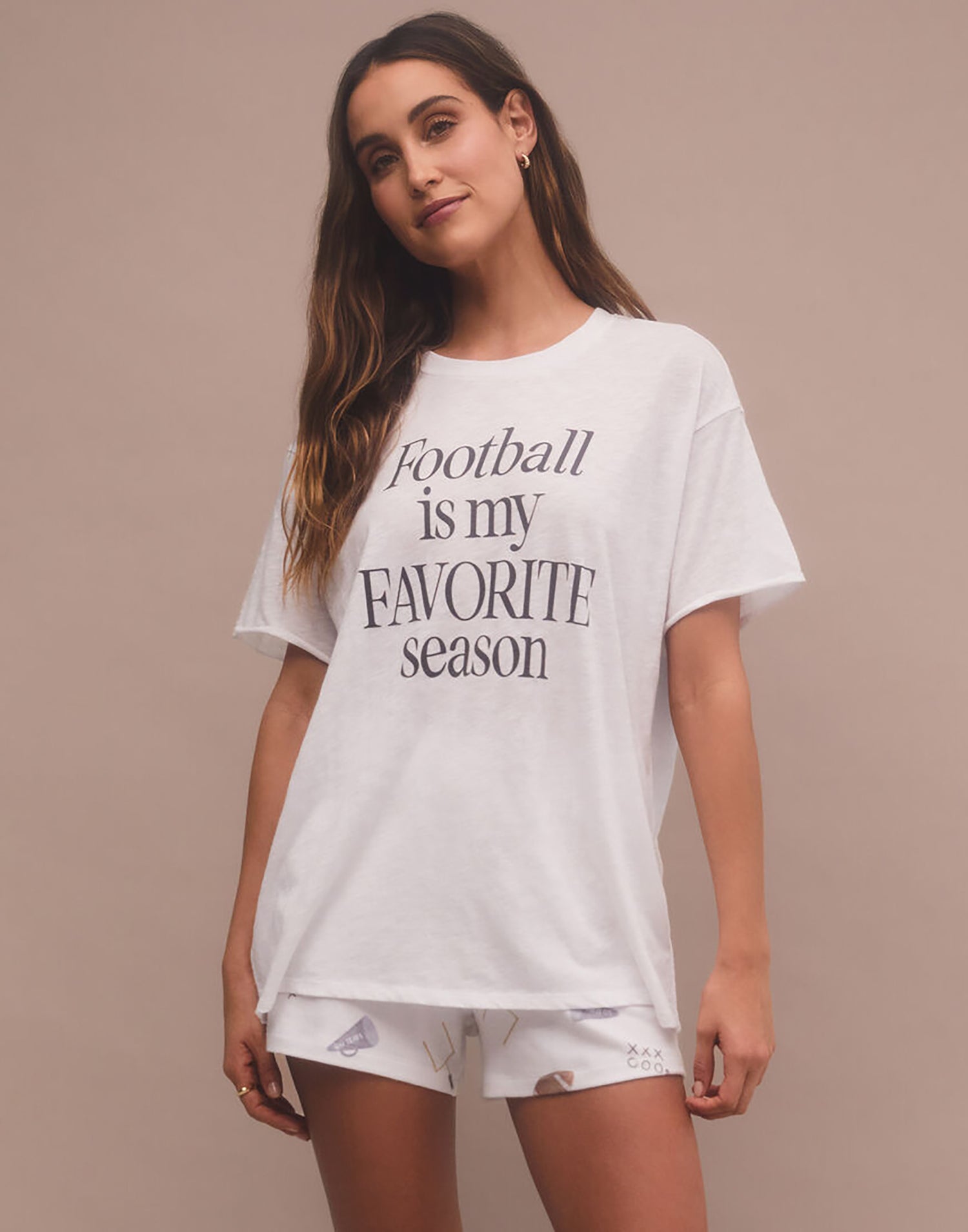 Boyfriend Football Tee by Z Supply in White - Front View
