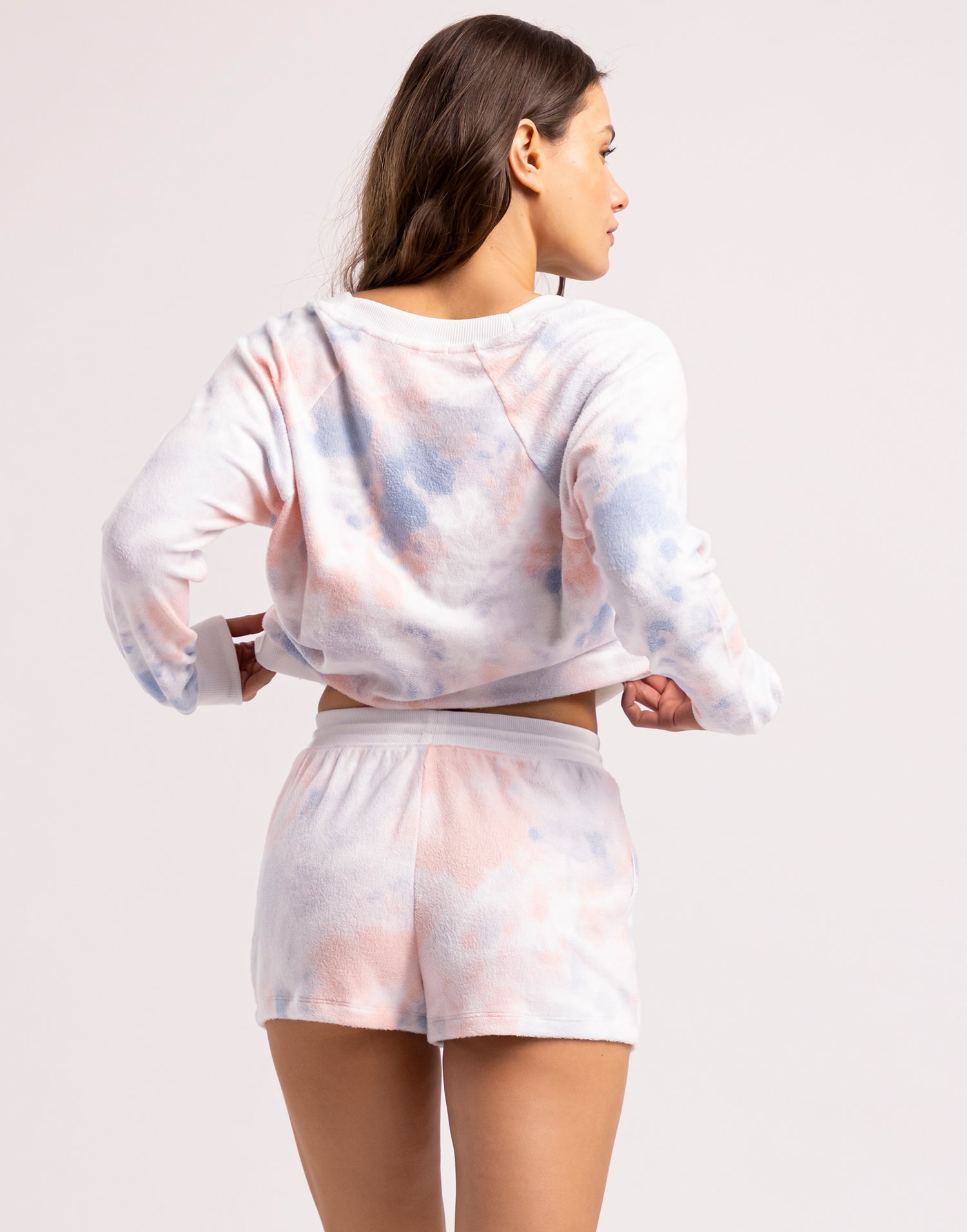 Candy Skies Tie Dye Long Sleeve Lounge Top by Z Supply in Cloud Dancer - Back View