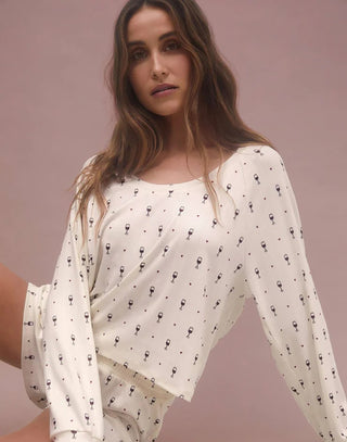 Cheers to Wine Long Sleeve Top by Z Supply in Bone - Alternate Front View