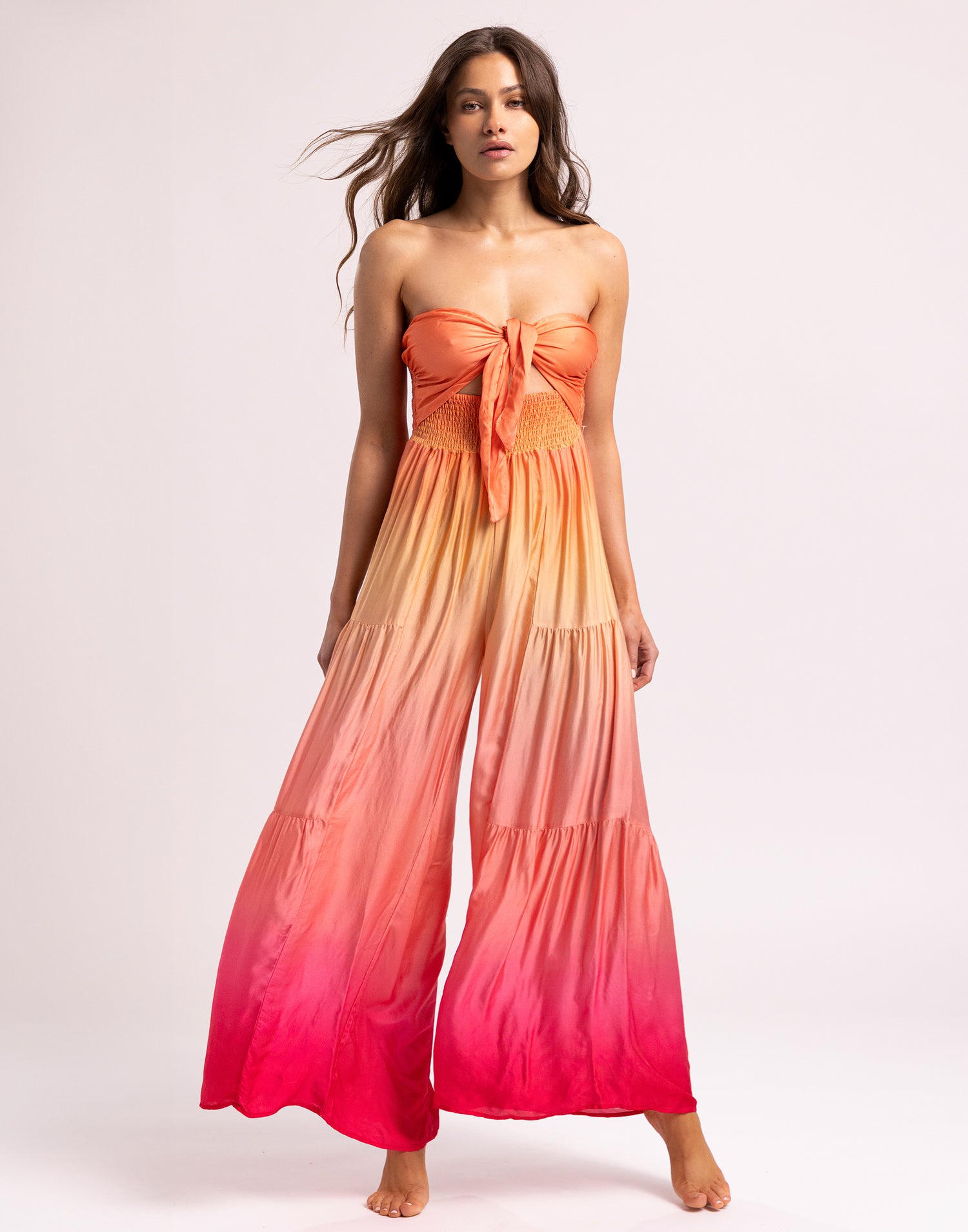 Dip Dye Jumpsuit in Sunset Ombre - Front View