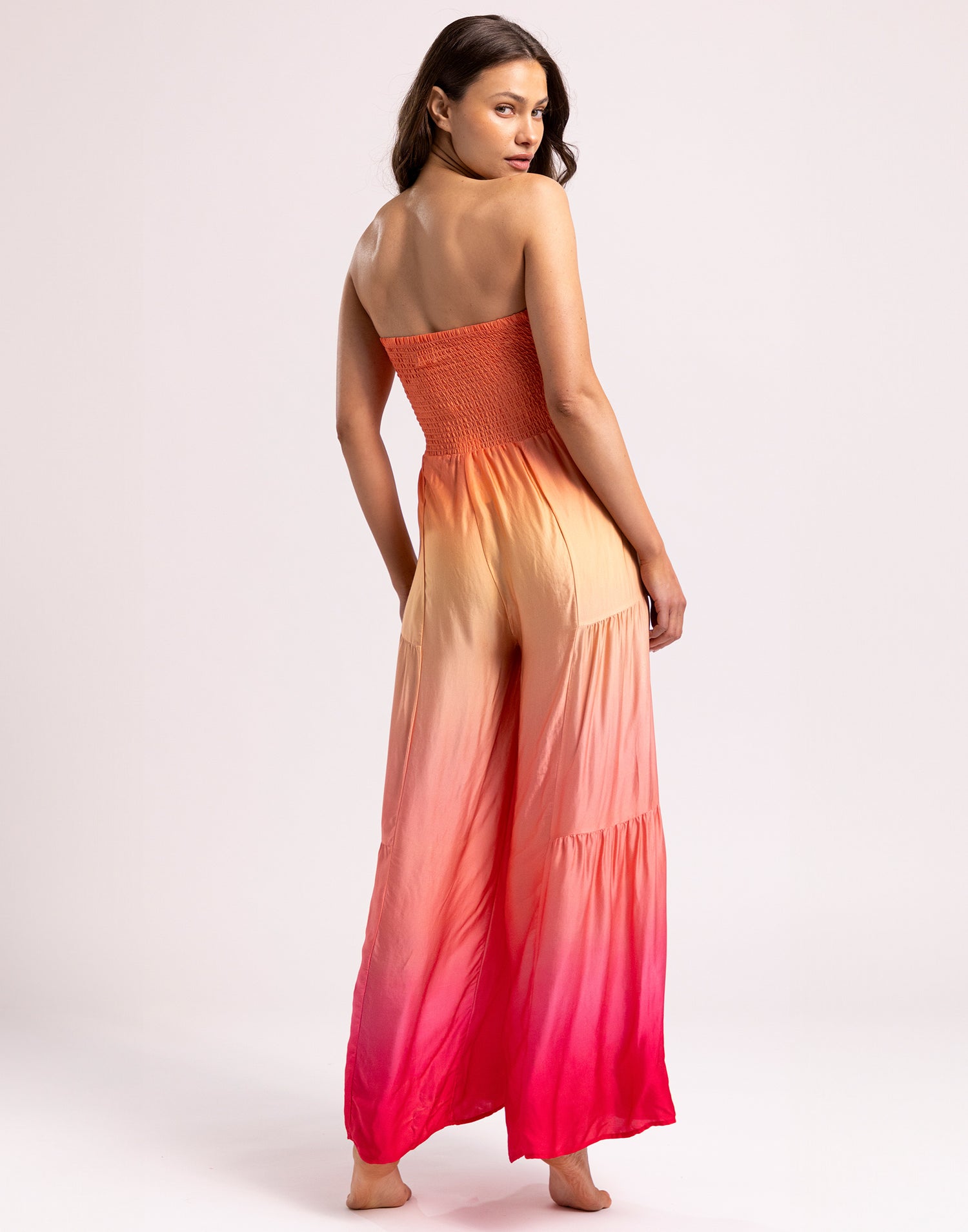 Dip Dye Jumpsuit in Sunset Ombre - Back View