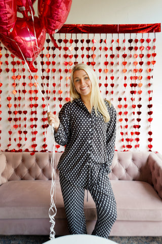 Black Polka Dot - Long Pajama Set by KenzKustomz