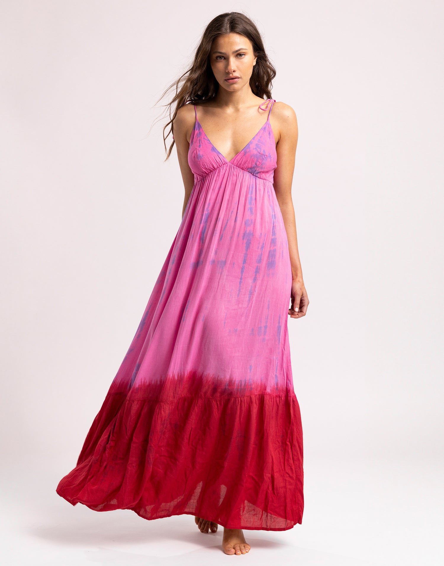 Dune Maxi Dress by Tiare Hawaii in Fuchsia Ombre - Front View