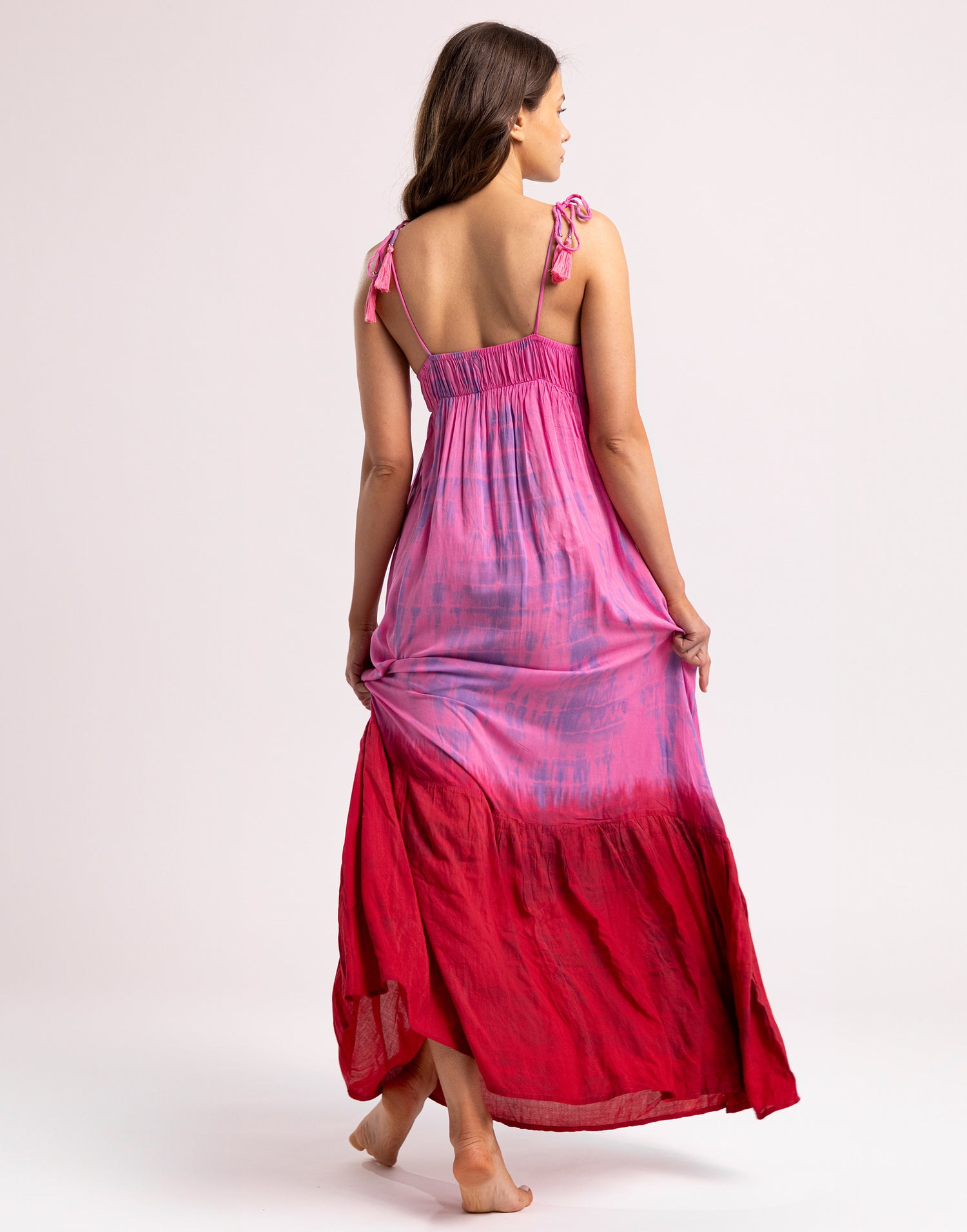 Dune Maxi Dress by Tiare Hawaii in Fuchsia Ombre - Back View