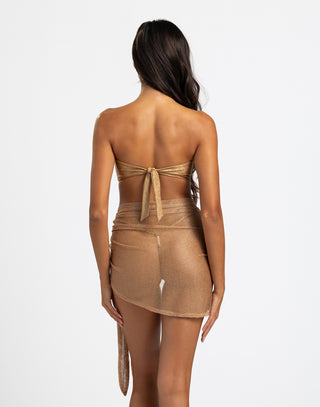 model is wearing the evie bandeau
paired with the nude dudley short pareo
pareo is meshlike material