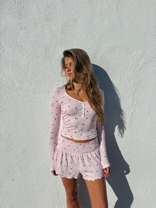 FRANKY HENLEY TOP - PINK MULTI