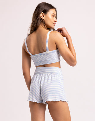 Cross Over Stripe Lounge Short by Z Supply in Blue Jay - Alternate Back View