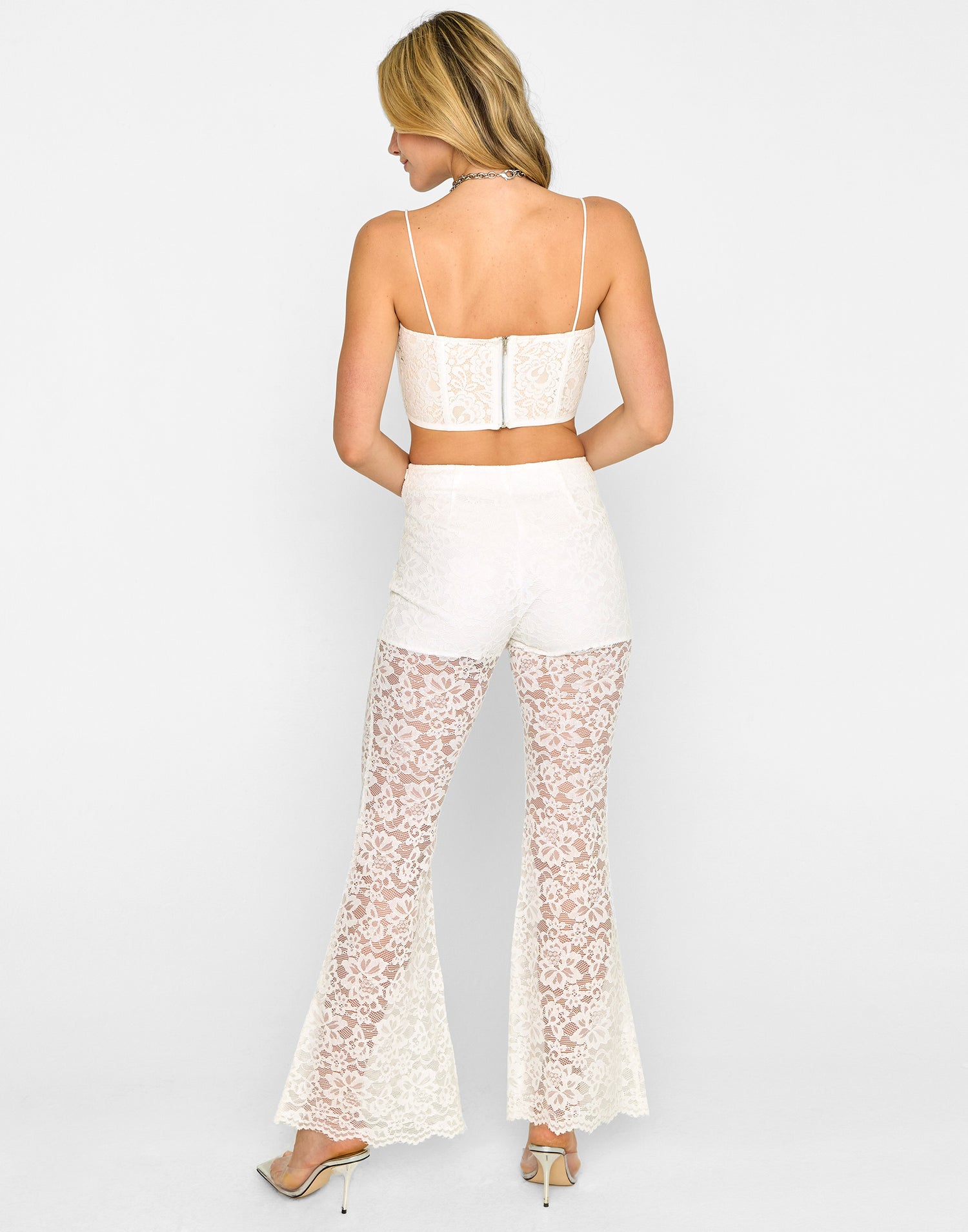 Dalia Lace Flare Pant by Summer Haus - White