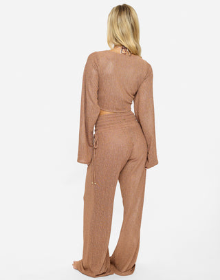 MAEVE LONG SLEEVE TIE TOP - GOLD