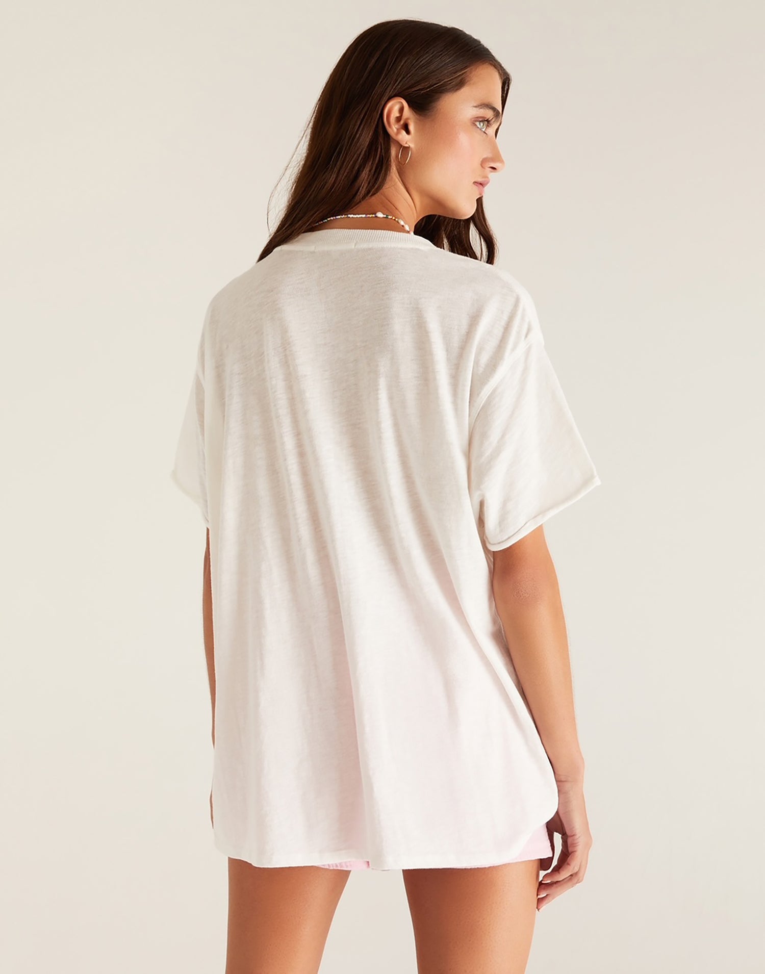 Oversized Time Flies Tee by Z Supply in White Shell - Back View