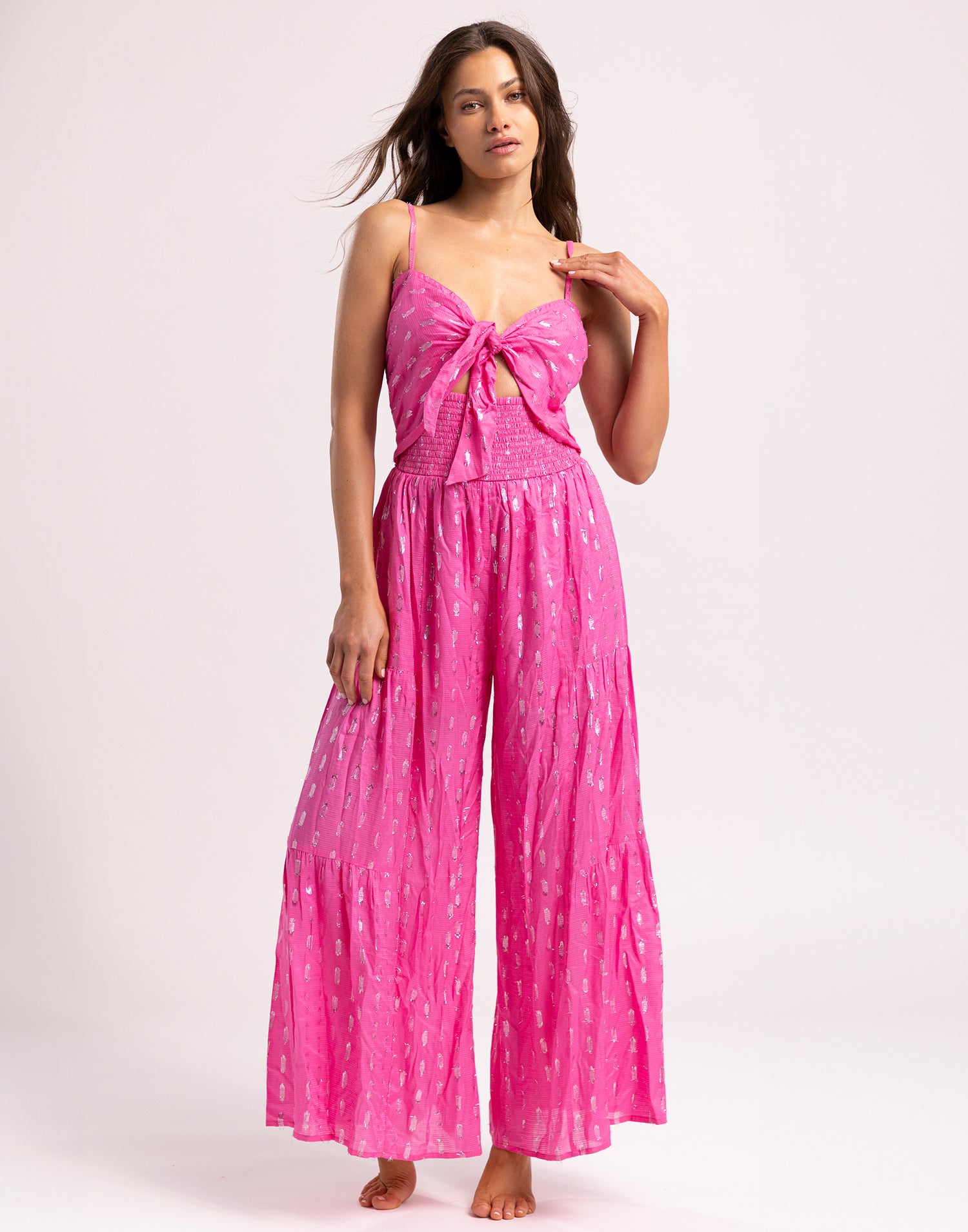 Ray Jumpsuit in Pink - Front View