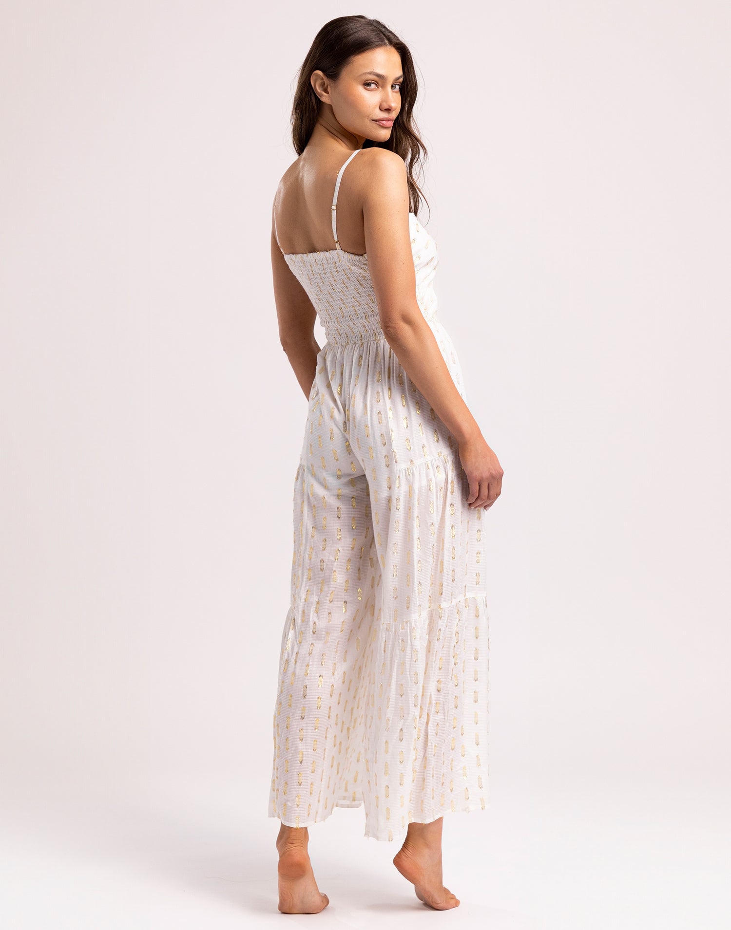 Ray Jumpsuit in White - Back View