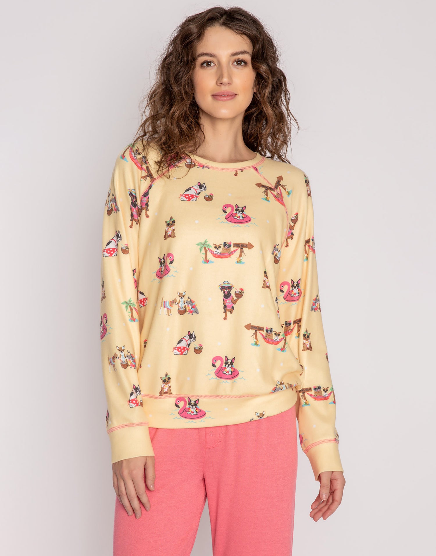 Spring Breeze Long Sleeve Top by P.J. Salvage in Yellow Mist - Front View