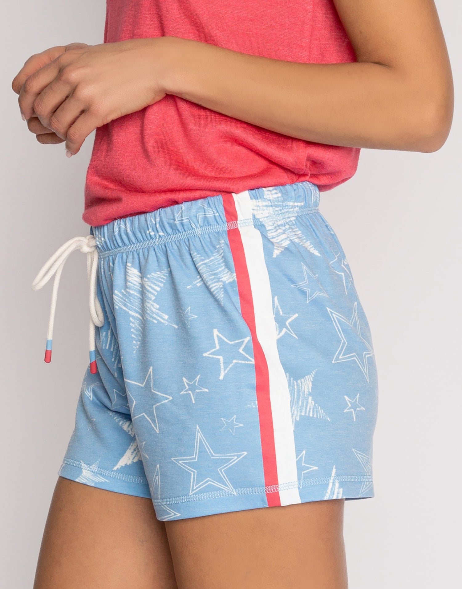 Star Spangled Short by P.J. Salvage in Tranquil Blue - Angled Detail View