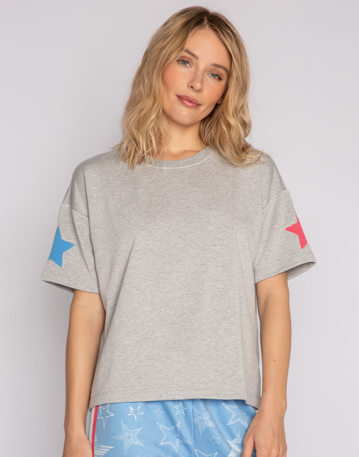 Star Spangled Tee by P.J. Salvage in Heather Grey - Front View