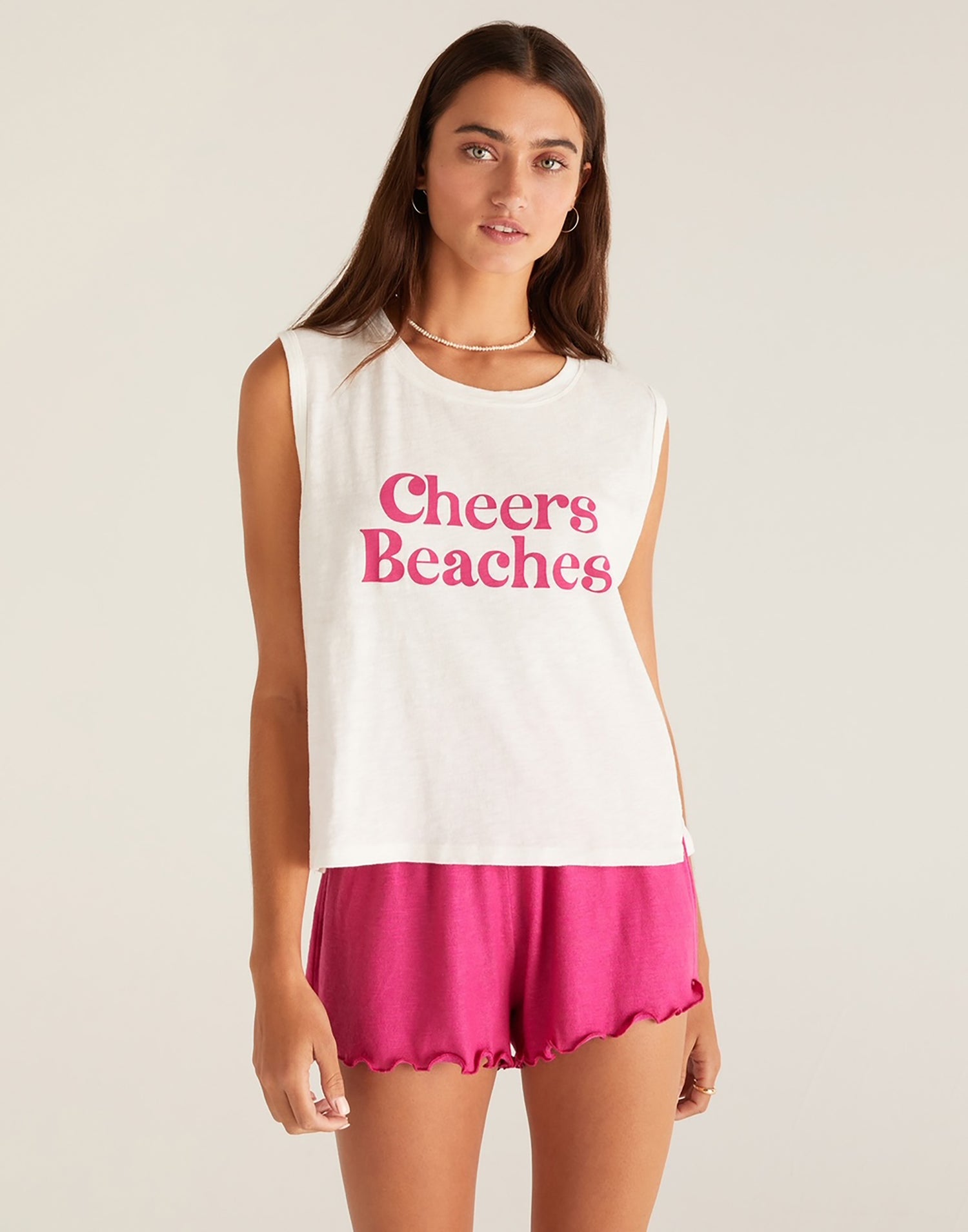 Venice Cheers Tank by Z Supply in White Shell - Front View