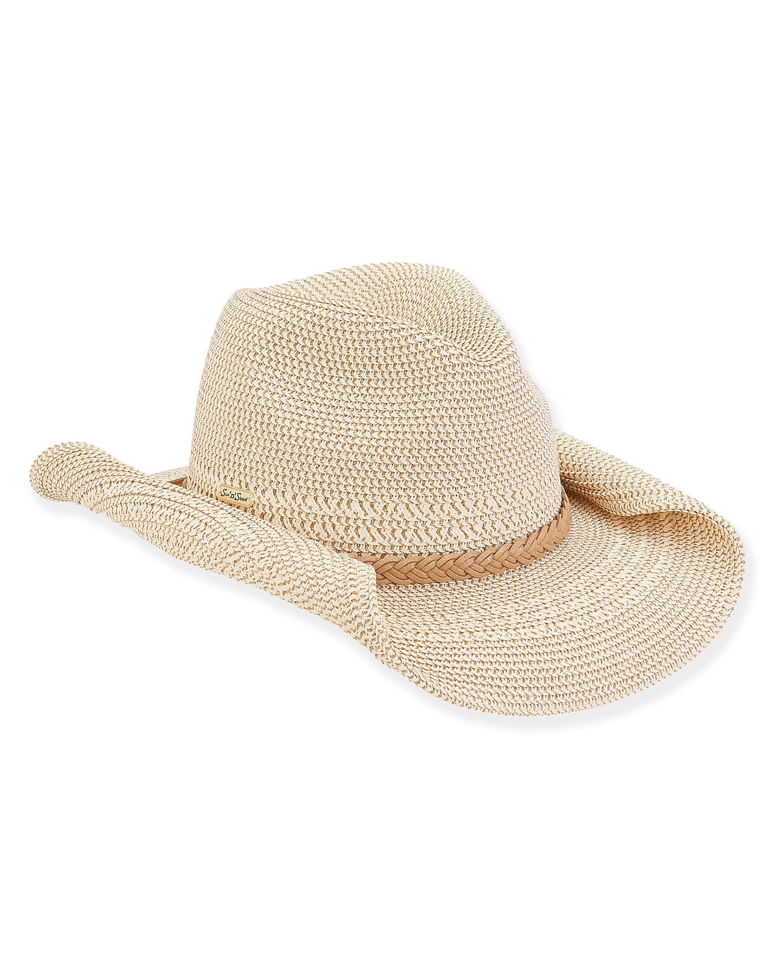 Paper Braid Western Hat by Sun N Sand in Ivory - Angled View