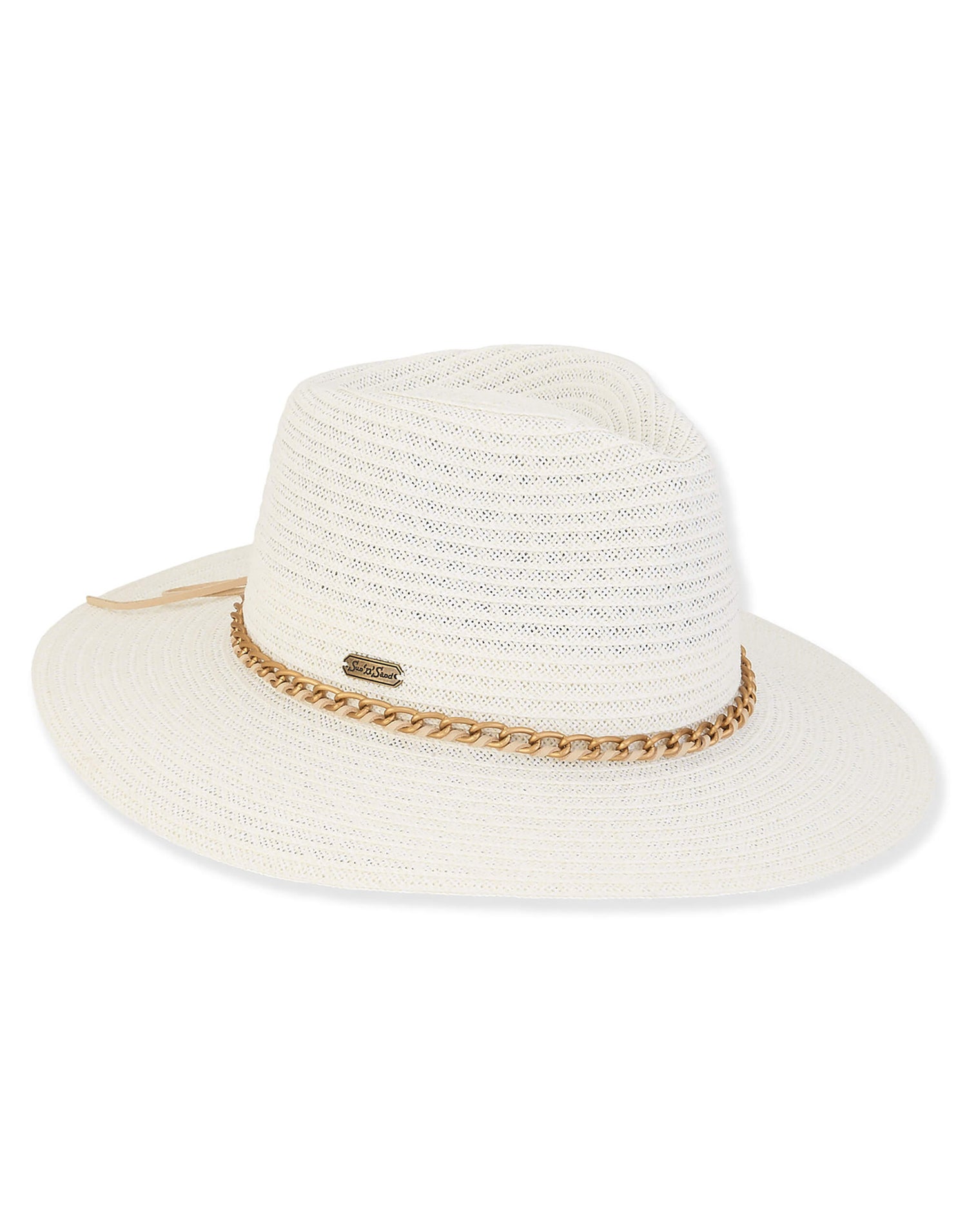 Lainey Paper Braid Safari Hat by Sun N Sand in White - Angled View