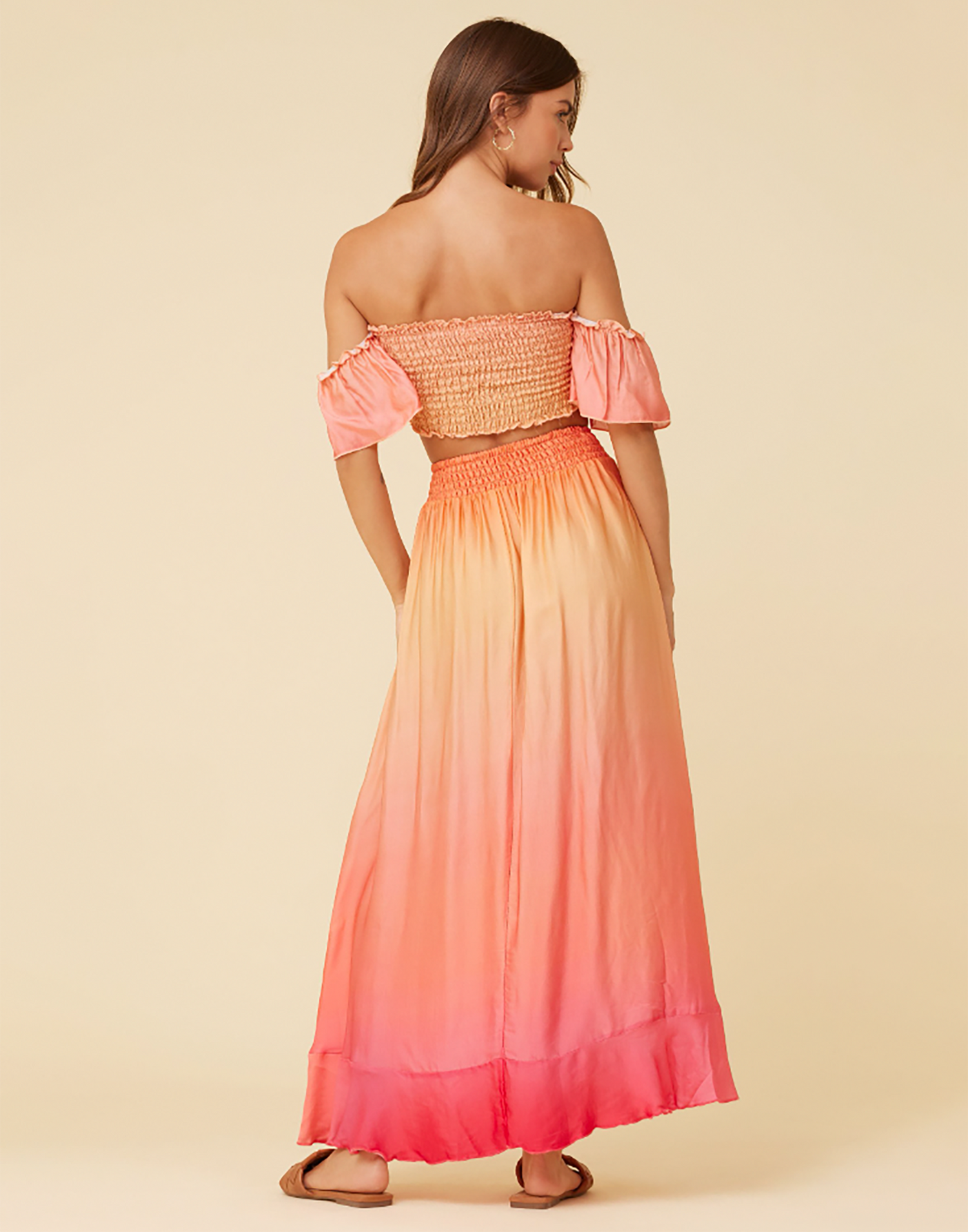 Dip Dye Tie Front Top by Surf Gypsy in Sunset Ombre - Back View