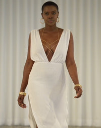 Annika Beach Cover Up Maxi Dress in White - Alternate Front View / Summer 2021 Miami Runway Show