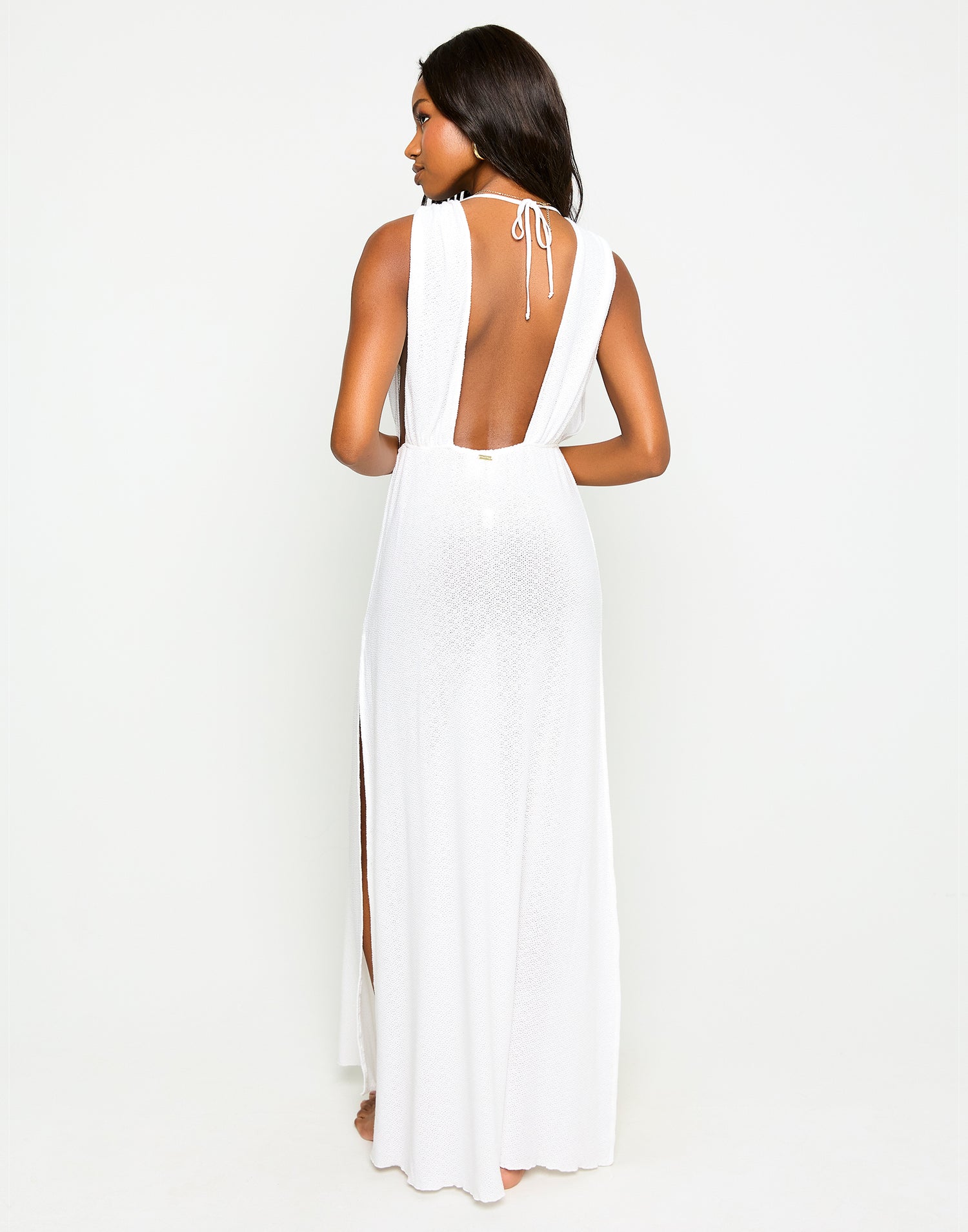 Annika Beach Cover Up Maxi Dress in White - Alternate Back View
