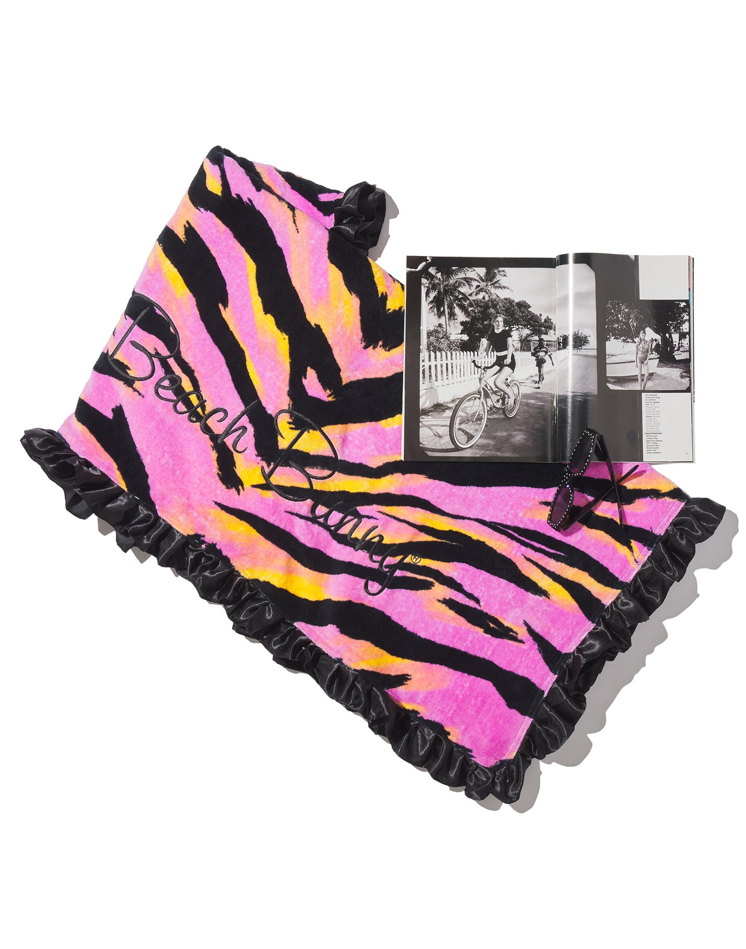 Cabana Animal Beach Towel with Black Ruffle Trim - Alternate Product View