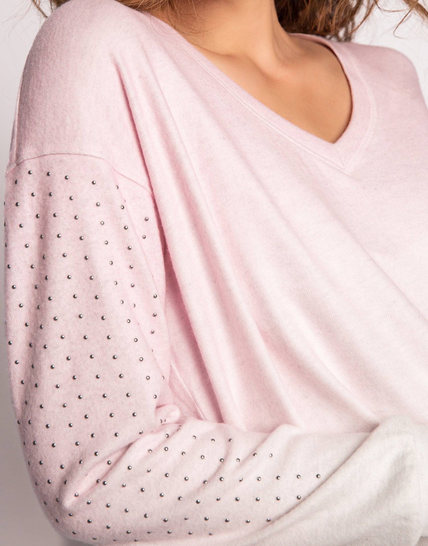 Gradient Goodness Long Sleeve Top by P.J. Salvage in Pastel Pink - Angled Detail View
