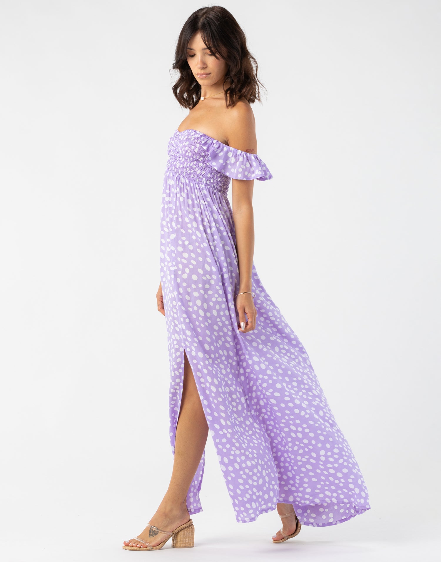 Hollie Maxi Dress by Tiare Hawaii in Lavender - Angled View