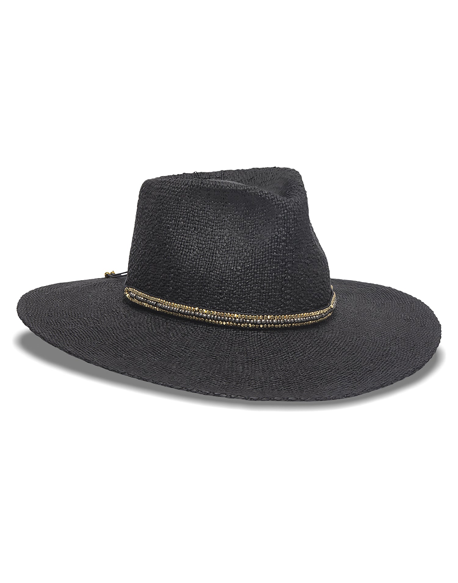 Nikki Beach's Monte Carlo Rancher Hat in Black with Metal Beaded Trim - product view 