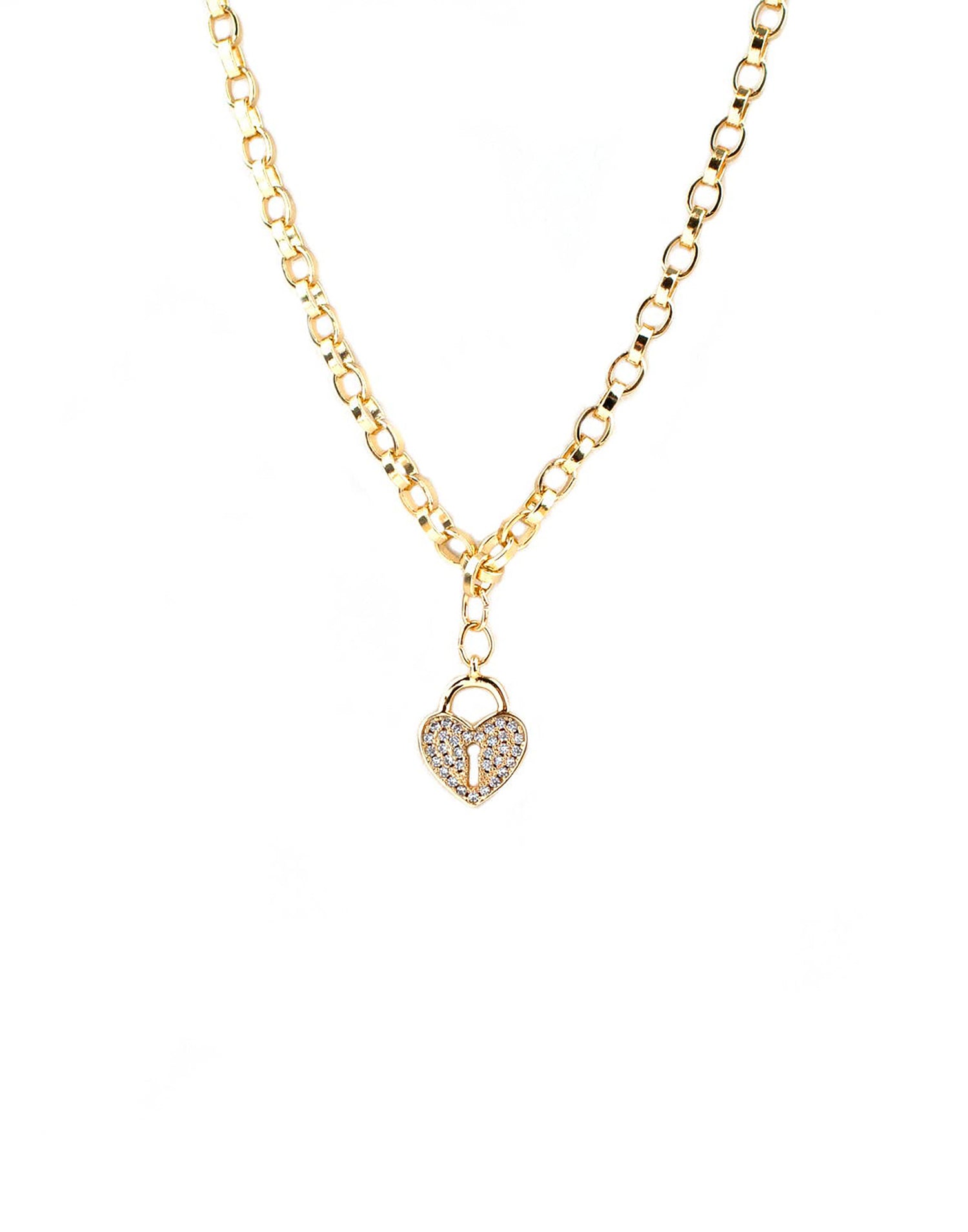 Pave Heart Necklace by Marlyn Schiff in Gold - Product View