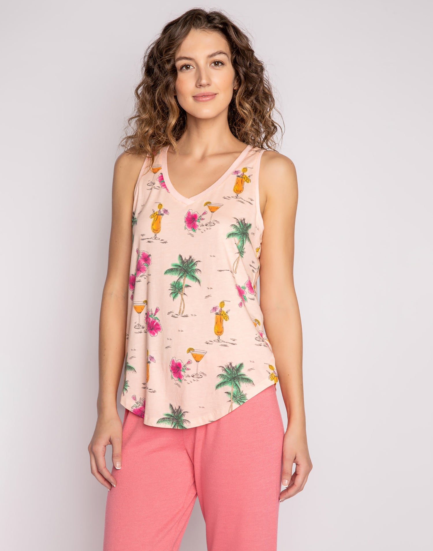 Playful Prints Tank by P.J. Salvage in Pink Dream - Front View