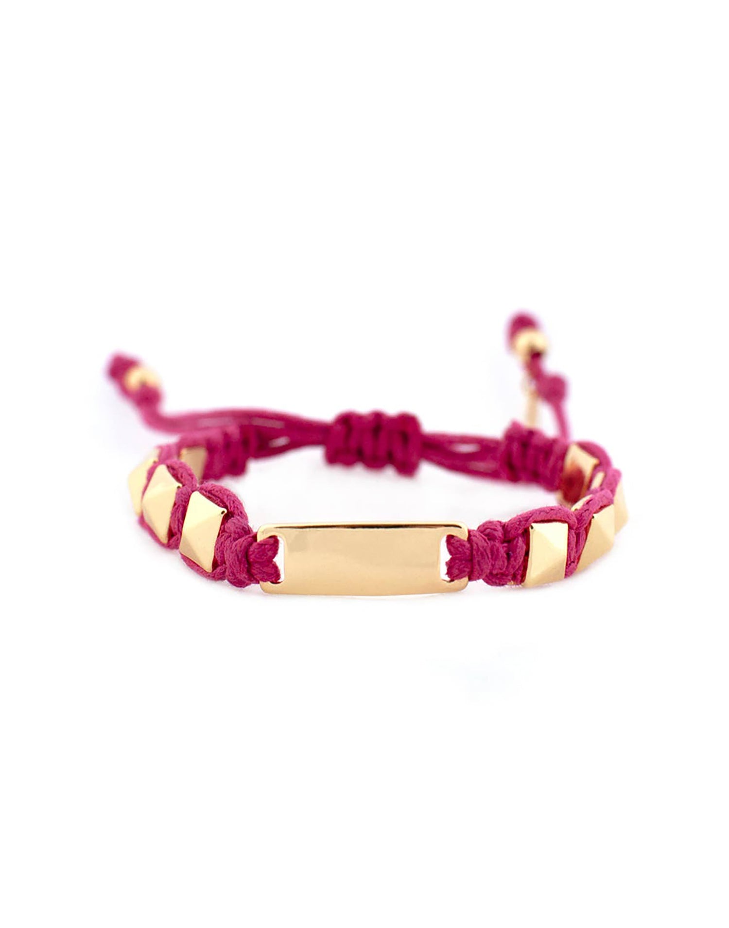 Pull Tie Bracelet by Marlyn Schiff in Gold/Fuchsia - Product View