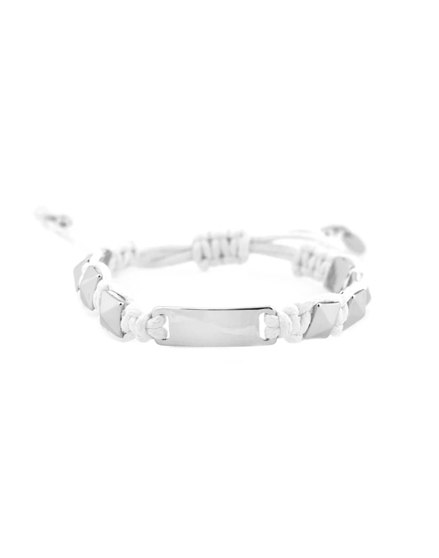 Pull Tie Bracelet by Marlyn Schiff in Silver/White - Product View