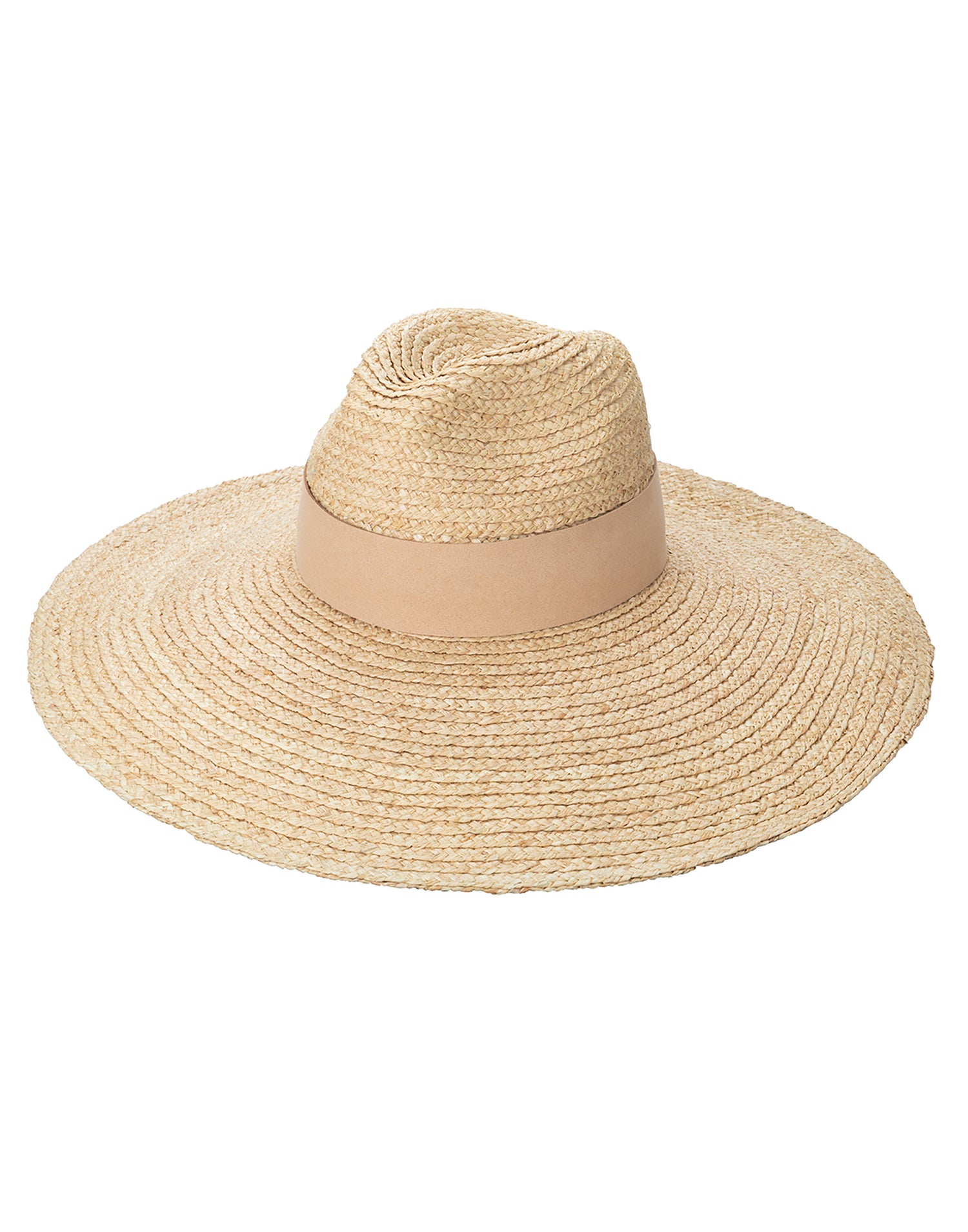 Raffia Braid Wide Brim Fedora with Suede Band in Natural by San Diego Hat Company - Product View