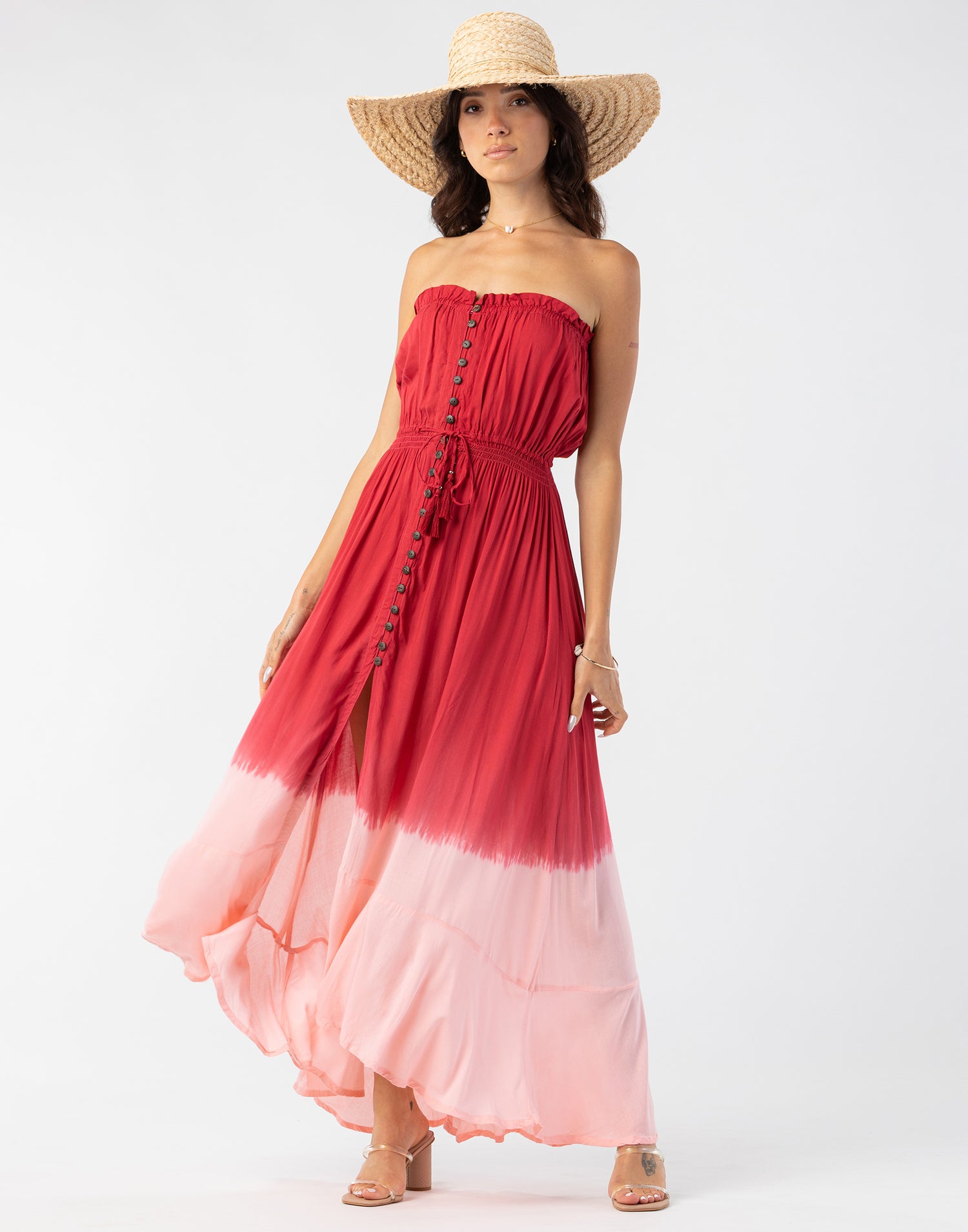 Ryden Maxi Dress by Tiare Hawaii in Ruby Peach Ombre - Front View