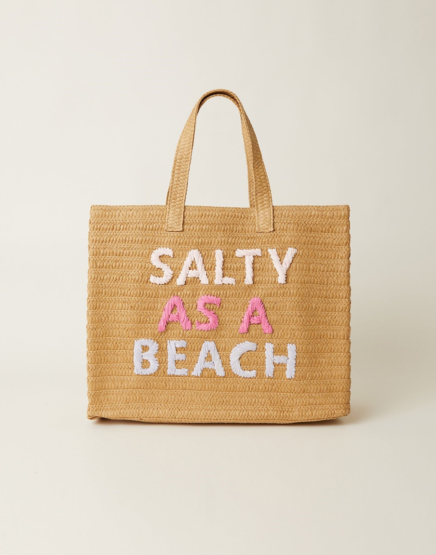 Salty As A Beach Tote by BTB Los Angeles in Pink Rainbow - Front View