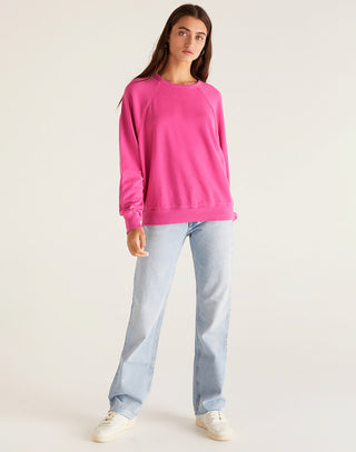 Vintage Statement Sweatshirt by Z Supply in Fiesta Fuchsia - Front View