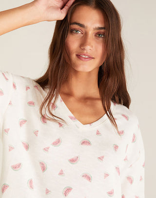 Watermelon Sleep Set by Z Supply in White Shell - Front Detail View