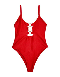 Red Rib Katrina One Piece Swimsuit - Product View